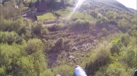 Paraglider performs emergency landing in house garden