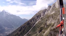 Speed Flyer Lands In Moving Cable Car, And That's Not Even The...