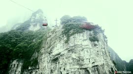 Wingsuit Pilot Narrowly Escapes Collision With Gondola On Tianmen Mountain