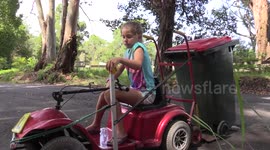 Dad hacks go-kart so daughter can take out trash