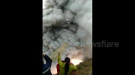 Mass firecracker explosion causes mushroom cloud in the air