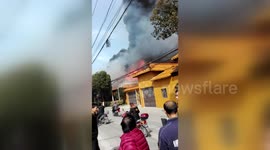 Temple catches fire in China