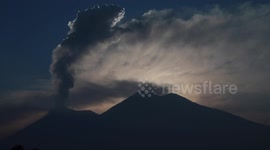 Beautiful volcano eruption at dusk