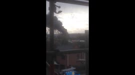 Black smoke over Stafford from industrial estate fire