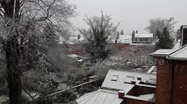 Storm Jake snowfall in Leeds, UK