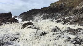Storm Jake whips Atlantic into foam