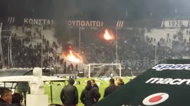 Loud bangs heard in stadium during Greek football violence