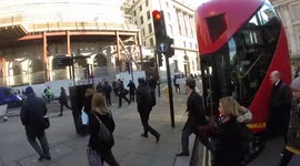 Cyclist sent flying in rush hour Bank junction crash