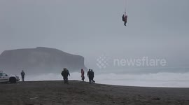 Dramatic video shows helicopter rescue family swept out to sea at Goat Rock Beach on Sonoma Coast, California