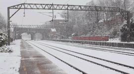 Snow blankets UK station