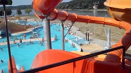 Sliding in Aquapark of Orfű, Hungary