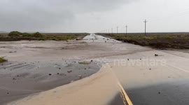 Video shows flooding on State Route 136 near Olancha, California