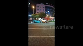 Luxury Lamborghini's shocking rear-end collision with SUV on Chinese highway