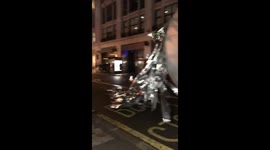 Giant Christmas Balls Roll Down Street (ID: 368843499)