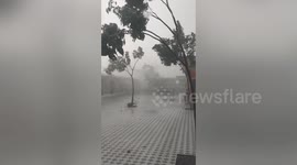 Storm batters buildings in northeast Thailand amid rainy season onslaught