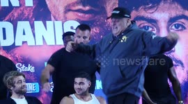 Raging John Fury flips tables and chairs during chaotic KSI vs Tommy Fury press conference