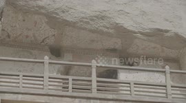 14.Multi lens pan shooting of exterior scenes of Mogao Grottoes in Dunhuang City, Gansu Province.
