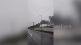 Lightning strike sparks huge fire at oil refinery in Japan