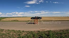 Gravity-defying stunt: Car collision masterfully lands vehicle on its wheels
