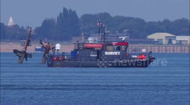 Sonar survey of Thames shipwreck SS Richard Montgomery off Kent, UK