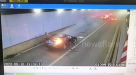 Motorists leap to safety as car ignites in tunnel blaze in northern China