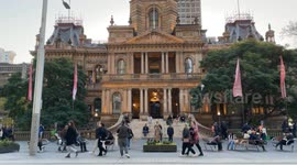 Ukrainian flag flies over Sydney Town Hall on Independence Day