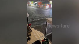 Heavy rain causes flash floods on streets in Thailand