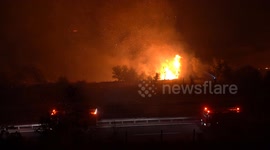Firefighters battle raging wildfires just metres away from them in Greece's Evros