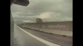 Car Hydroplanes Off Slovakian Road