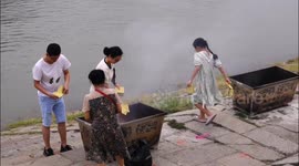 People Burn Paper at A Sacrifice Platform in Yichang, China