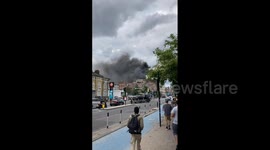 UK: Firefighters Battle Huge Blaze In Bow, East London