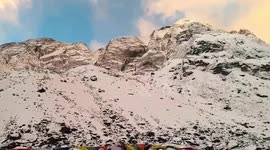 At the Base of Mount Annapurna, the ambiance and view of surrounding mountains.