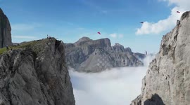 Nail-biting footage as daredevil traverses across 250-metre-high slackline in France's Pyrenees
