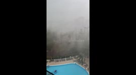 Loungers blown into hotel pool as storm wreaks havoc in Mallorca
