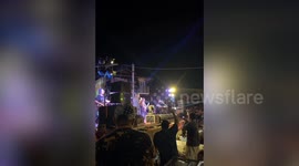 Revellers plunge into water when boat sinks during concert at floating market in Thailand