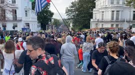 A crowd of people during the Notting Hill Carnival in London