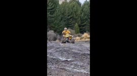 Fun on the race quads in Queenstown New Zealand in a muddy winter