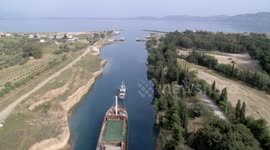 Fixed aerial photography of the strait outlet.