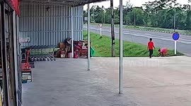 Clumsy grandmother cyclist rides straight into ditch