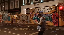 Shops and homes in Notting Hill that are bordered up to prevent vandalism and damage from those attending the Notting Hill Carnival