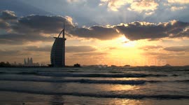 Fixed shooting of the sunset at Dubai Sailing Hotel.