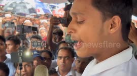 Man Gives Speech at The 6th Anniversary of Rohingya Genocide Day in Cox's Bazar, Bangladesh
