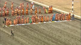 Dozens of kids take part in hilarious 'world championship' T-REX race