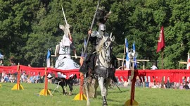Jousting and artillery on display as UK medieval festival turns back time