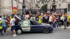 Piers Corbyn joins ULEZ protesters outside Downing Street in London