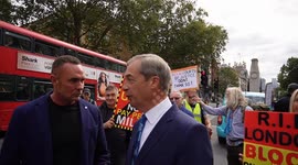 Nigel Farage attends anti-ULEZ Protest outside 10 Downing Street