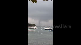 Huge waterspout spotted soaring over Rovinj, Croatia