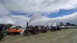 Steam traction engines and the mighty whistle blow at Shrewsbury steam rally.