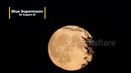 Rare Super Blue Moon Rising over Hertfordshire 30 August