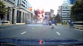 Four injured when electrical transformer explodes in fireball on road in Bangkok
